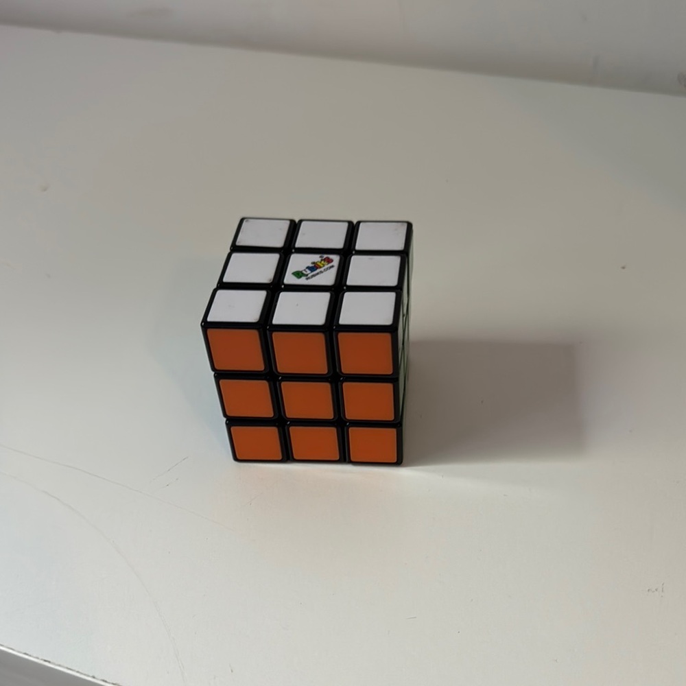 Rubik's Cube with Orange and White Faces